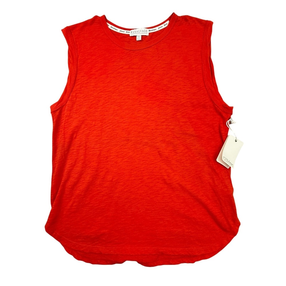 PJ Salvage Tank Top Women Medium Red Sleeveless Slub Knit Loungewear Soft New